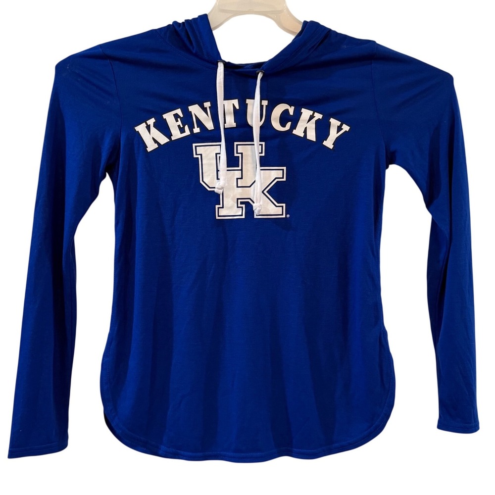 Colosseum Kentucky Wildcats Womens Blue Long Sleeve Hooded T-Shirt NWT Small